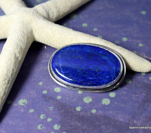 Broszka srebrna z lapisem lazuli NOCNE NIEBO