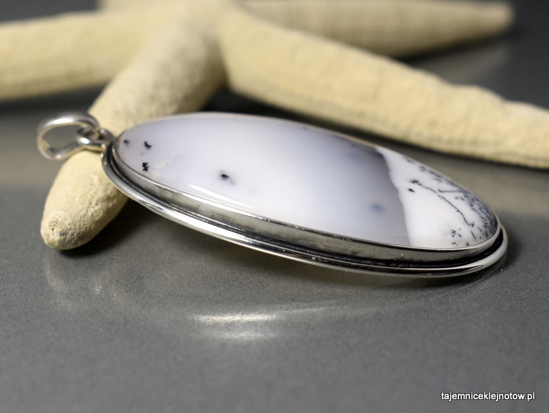 Wisior srebrny z agatem dendrytowym MGŁA