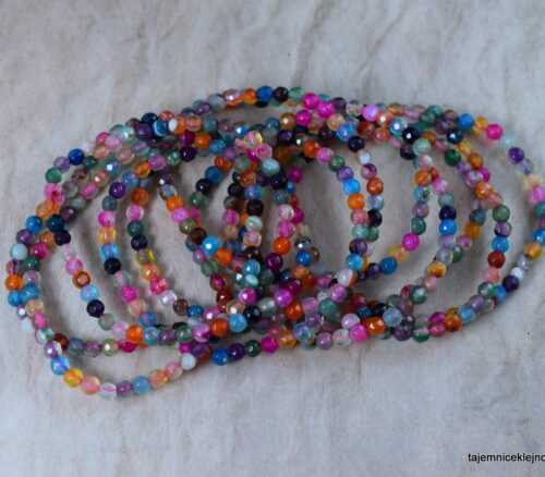 bransoletka na gumce z kolorowych agatów fasetowanych
