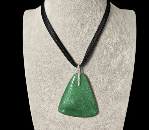 duży wisior z awenturynem ze srebrną zawieszką